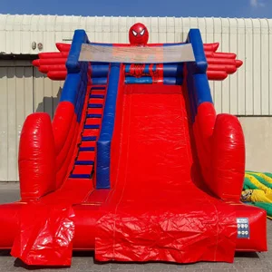 Kids having a blast inside the Spiderman Bouncy Castle at Bouncy Fun Events.
